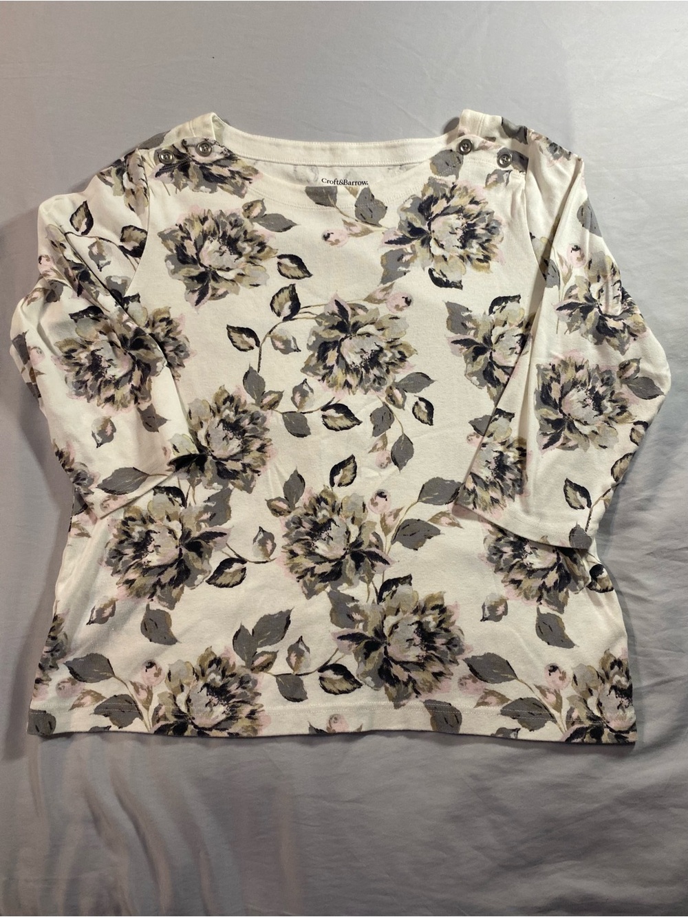 Croft & Barrow GrannyCore Vintage 3/4 Sleeve 100% Cotton Size XXL Plus Floral